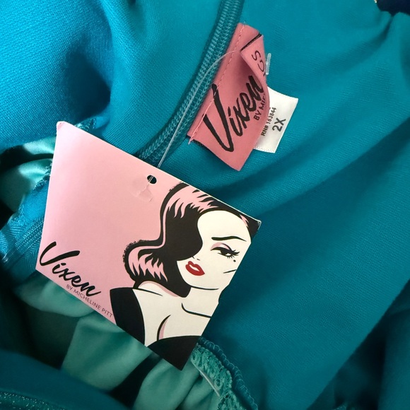 Vixen by Micheline Pitt Teal Midi Dress - Picture 4 of 4